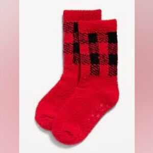 Unisex Cozy Holiday Socks - Red Buffalo Plaid